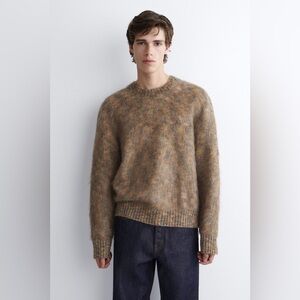 COS Men's Space-Dyed Mohair-Blend Crew-Neck Jumper in brown XS NOWT